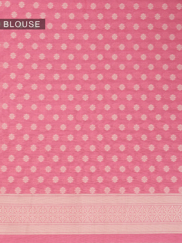 Pink Resham Weave Mulmul Cotton Saree