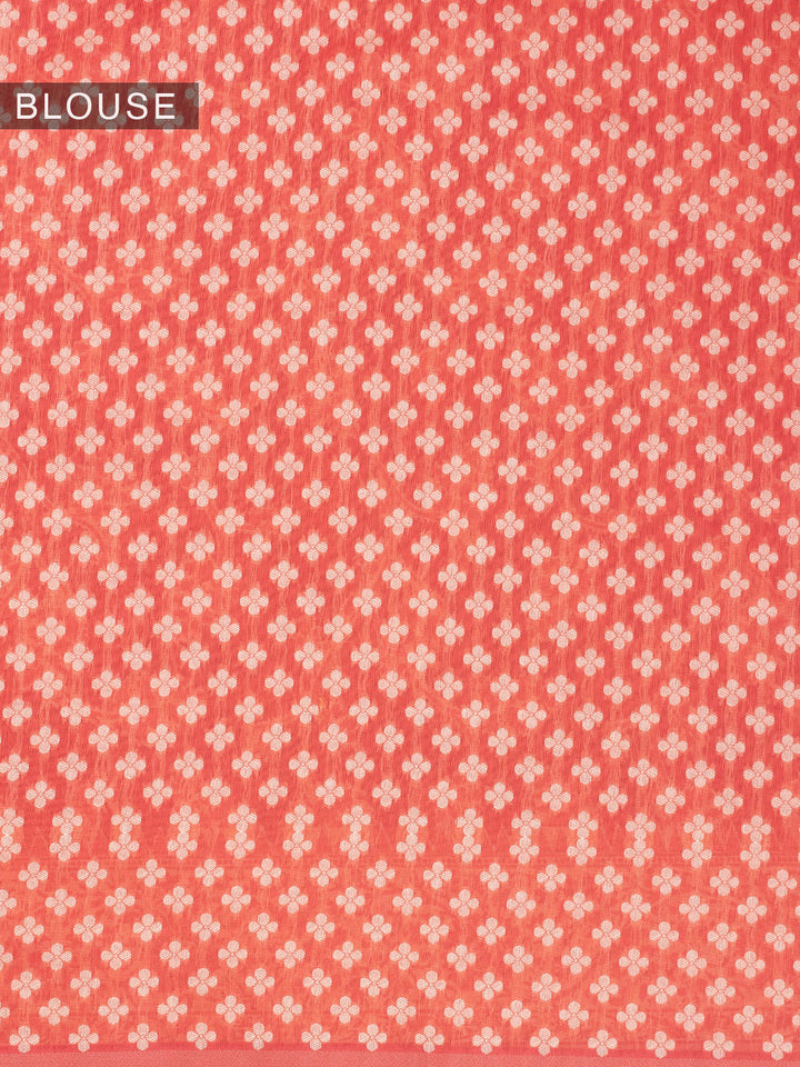 Rust Resham Weave Mulmul Cotton Saree