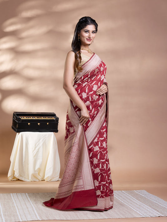 Brown Resham Weave Banarasi Cotton Saree