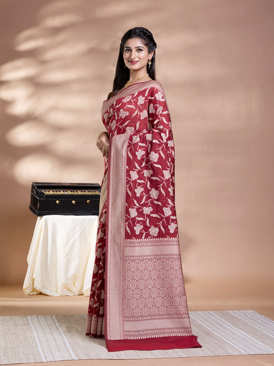 Brown Resham Weave Banarasi Cotton Saree