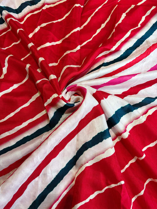 Red Dola Silk Patchwork Saree