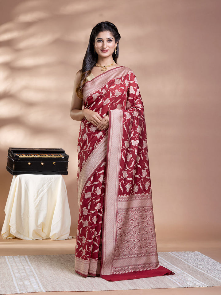 Brown Resham Weave Mulmul Cotton Saree