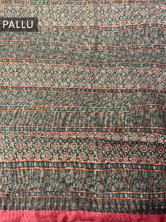 Red Cotton Printed Saree
