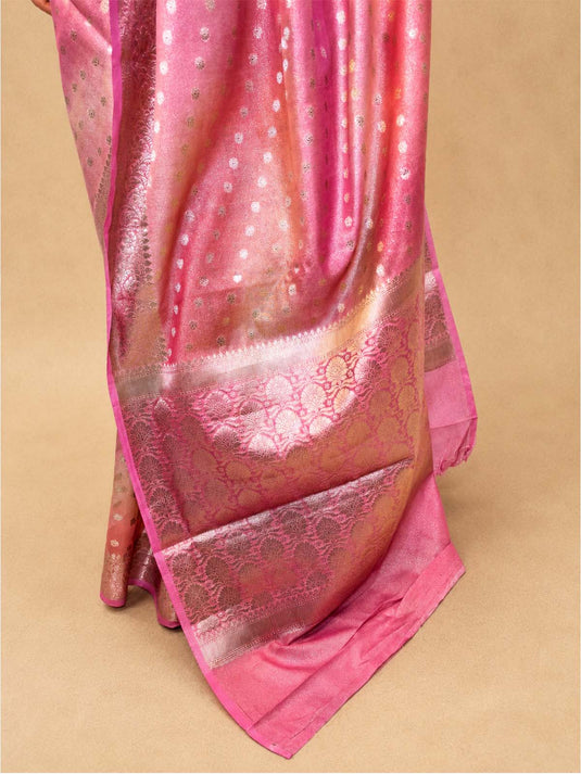 Pink Tissue Silk Zari Woven Saree