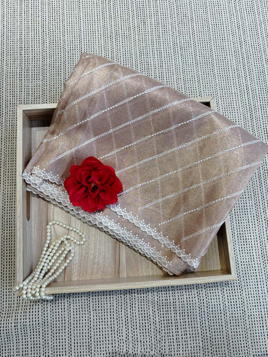 Rose Gold Kota Tissue Saree