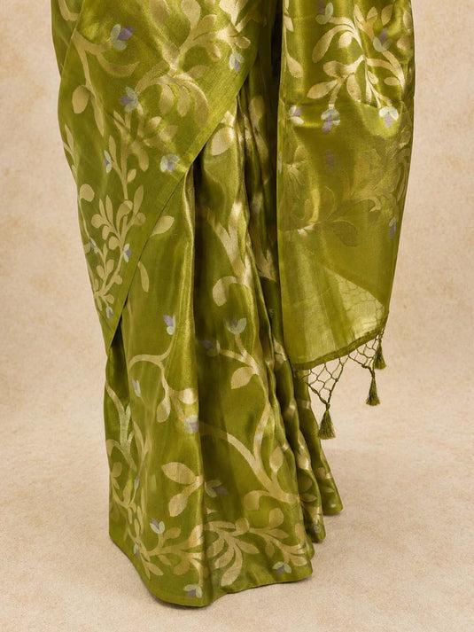 Green Tissue Silk Zari Woven Saree