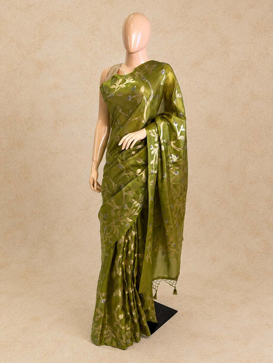 Green Tissue Silk Zari Woven Saree