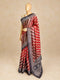 Red and Grey Tussar Printed Saree