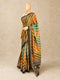 Orange and Green Tussar Printed Saree