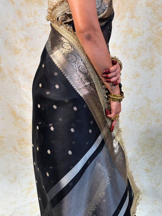Black tissue saree