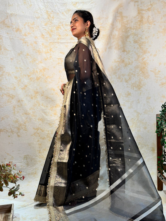 Black tissue saree