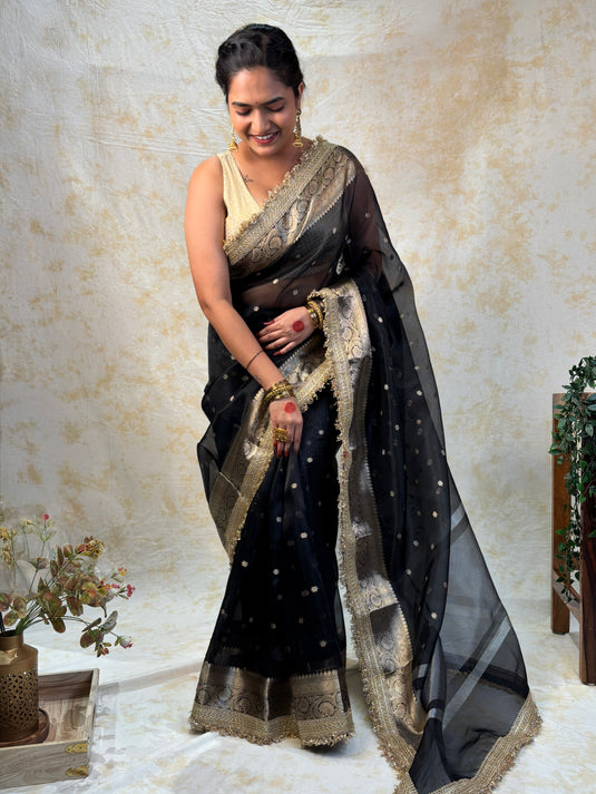 Black tissue saree