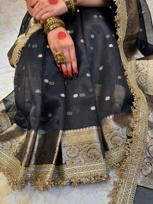 Black tissue saree