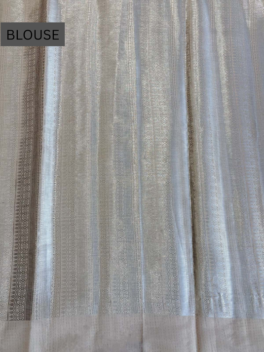 Beige Linen Tissue Thread Work Saree