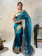 Blue Tissue Silk Saree With Lace Border