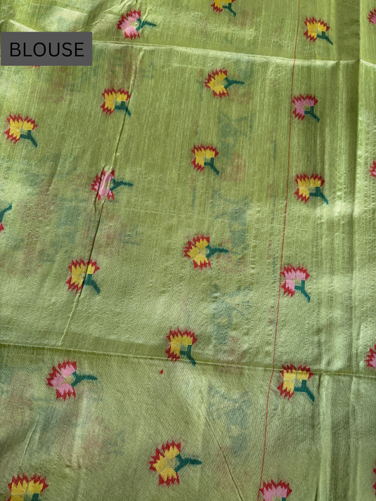 Green Tussar Silk Resham Weaving Saree