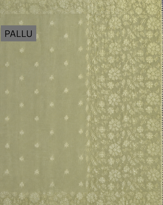 Green Mul Chaderi Embroidery Saree