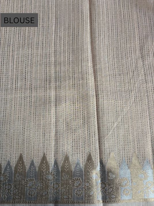 Peach Chanderi Zari Weaving Saree