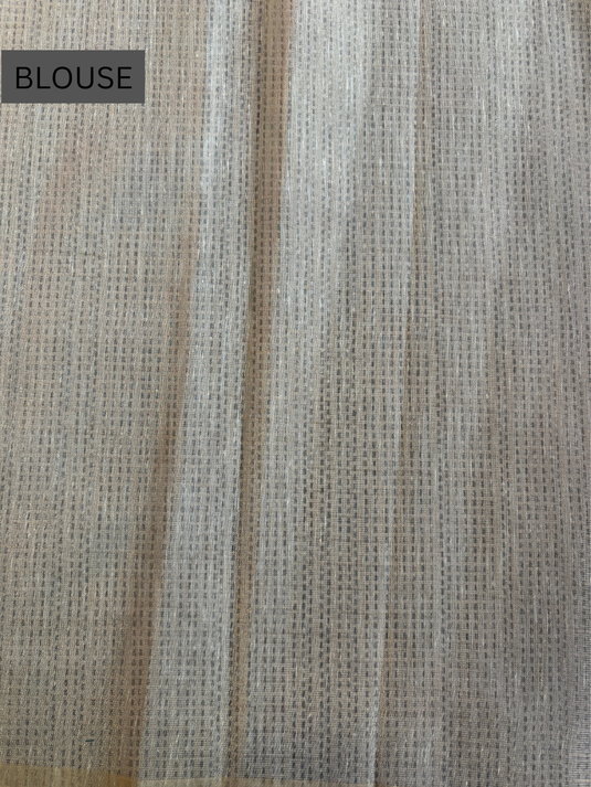 Grey Linen Tissue Embroidered Saree