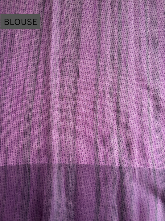 Purple Jute Linen Thread Work Saree