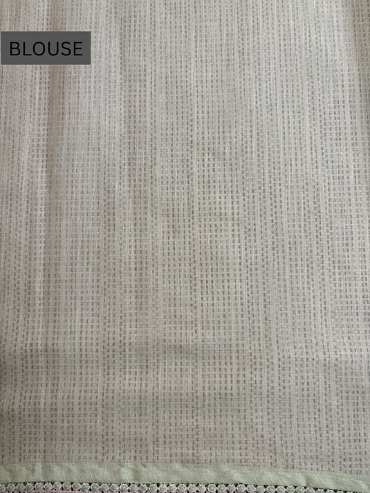 Mint Green Linen embroidered saree