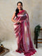 Pink Crepe Silk Brocade Saree