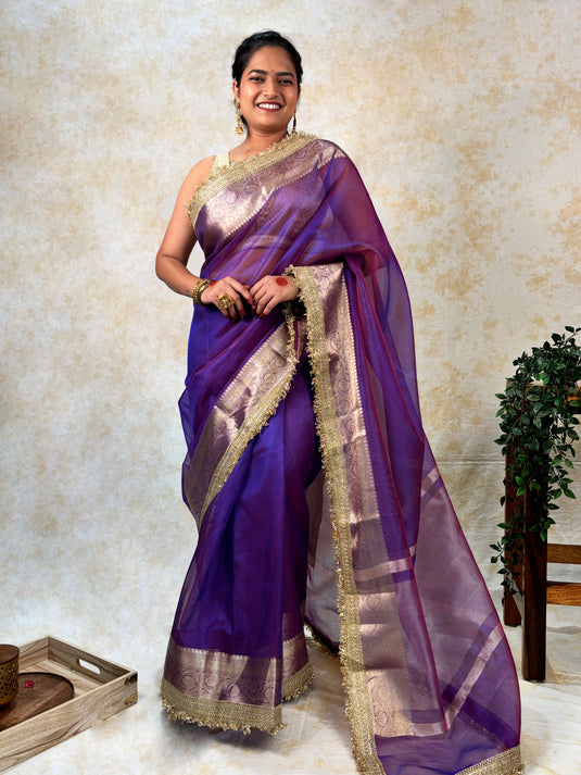 Purple tissue saree