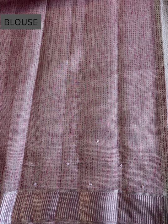 Pink Kota Tissue Embroidered Saree