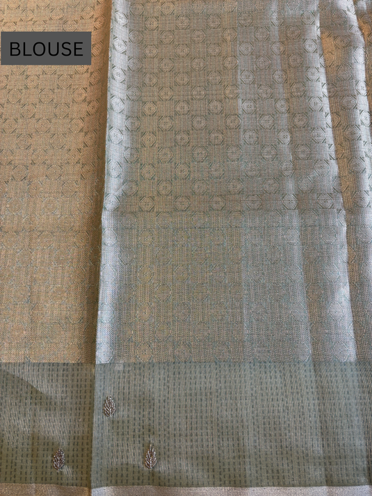 Light Green Kota Zari Weaving Beadwork Saree