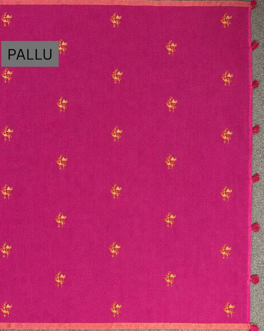 Pink Linen Embroidered Saree