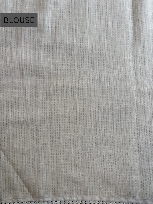 Off White Linen Embroidered Saree