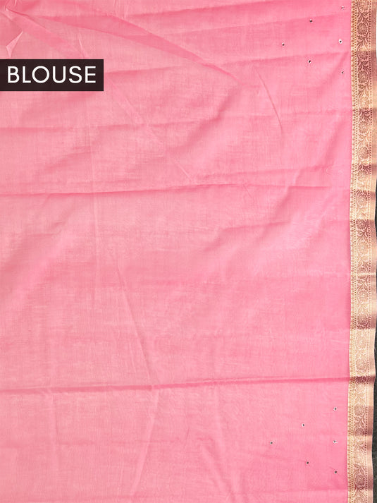 Pink Supernet Cotton Embroidered Saree