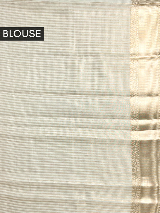 Beige Linen Tissue Embroidered Saree