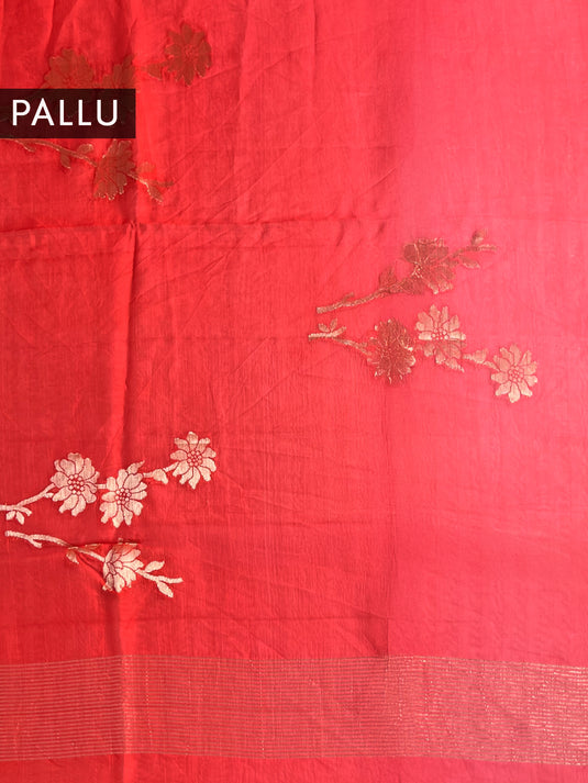 Red Zari work Paper Silk Saree
