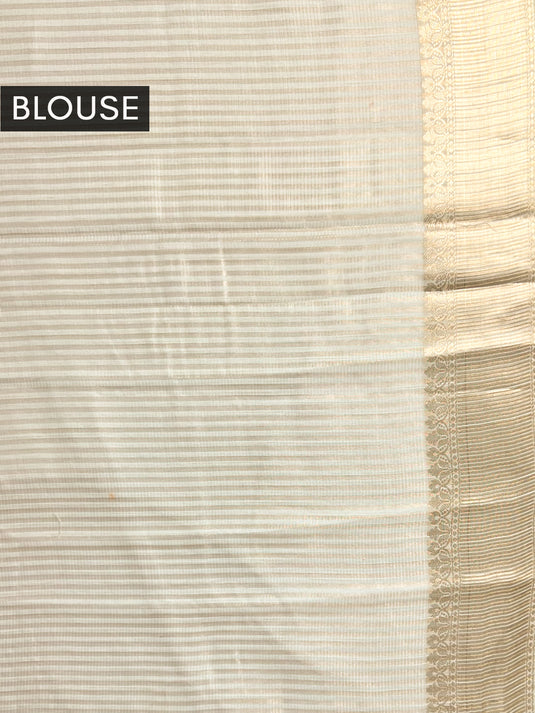 Beige Linen Tissue Embroidered Saree