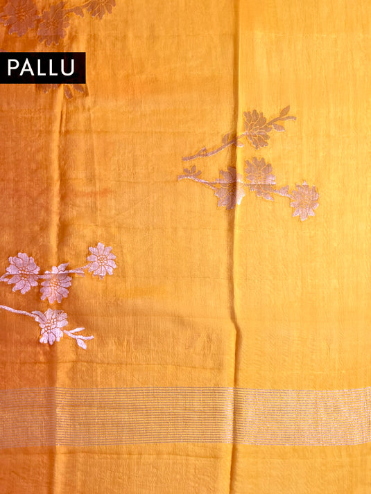 Yellow Zari work Paper Silk Saree
