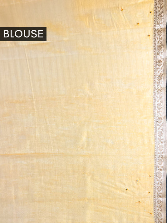 Yellow Supernet Cotton Embroidered Saree