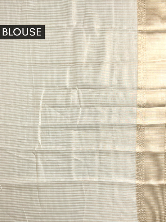 Beige Linen Tissue Embroidered Saree