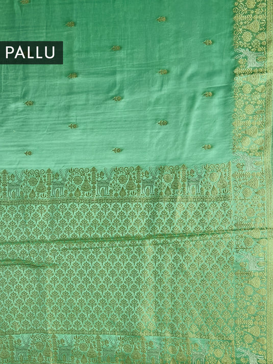 Green Satin Silk Zari Woven Saree