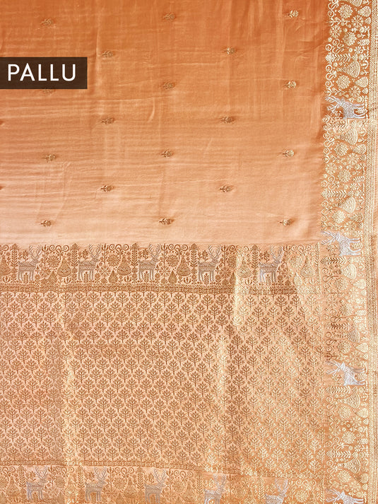 Peach Satin Silk Zari Woven Saree