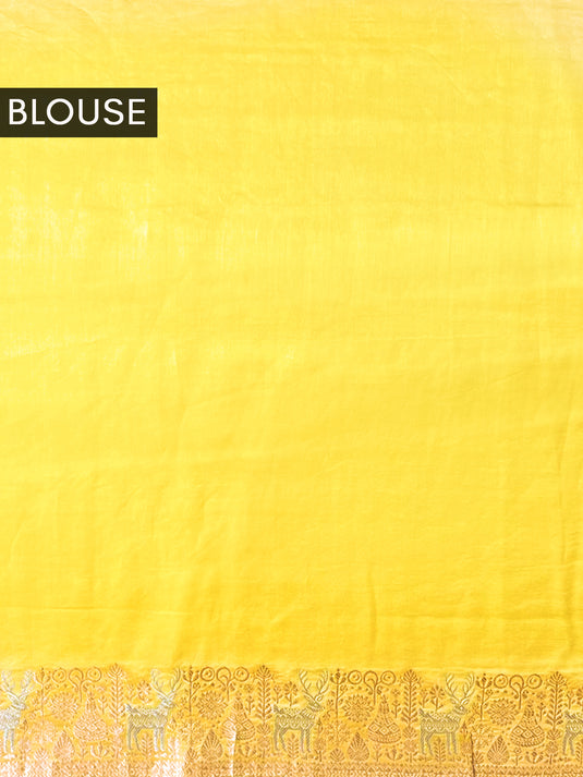 Yellow Satin Silk Zari Woven Saree