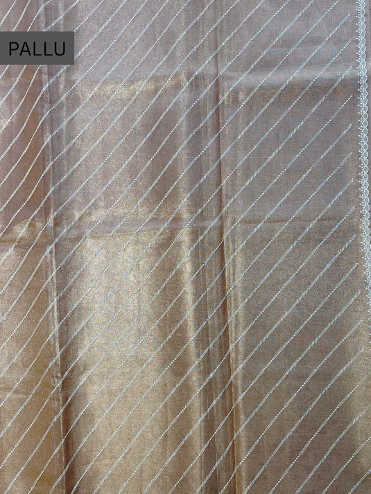 Rose Gold Kota Tissue Saree