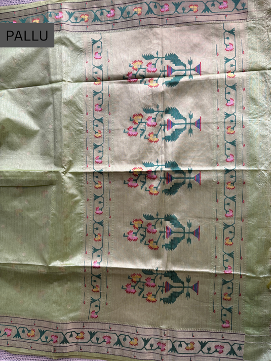 Green Tussar Silk Resham Weaving Saree