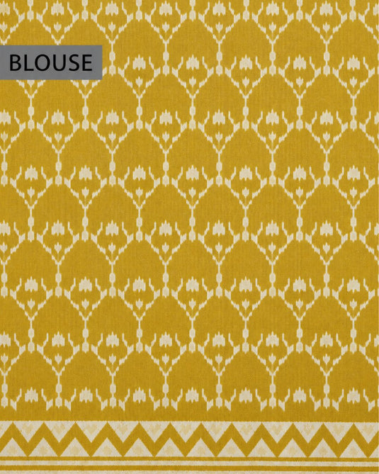 yellow Cotton Printed Saree