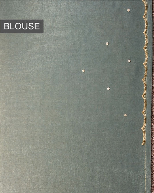 Green Satin Tissue Embroidered Saree