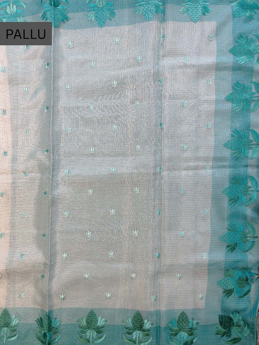 Blue Kota Silk Thread Work Saree