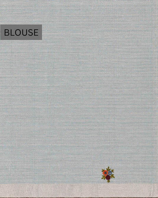 Blue Linen Embroidered Saree