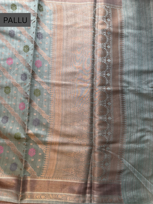 Teal Chanderi Zari Weaving Saree