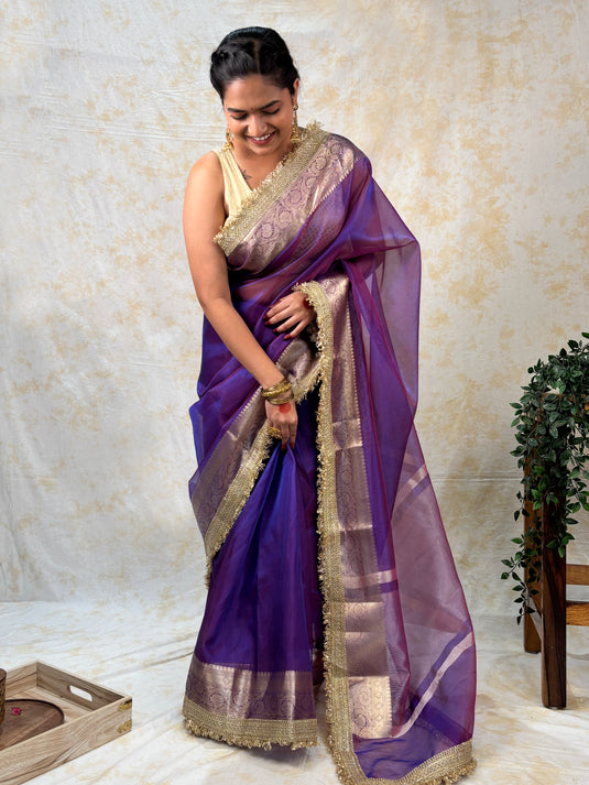 Purple tissue saree