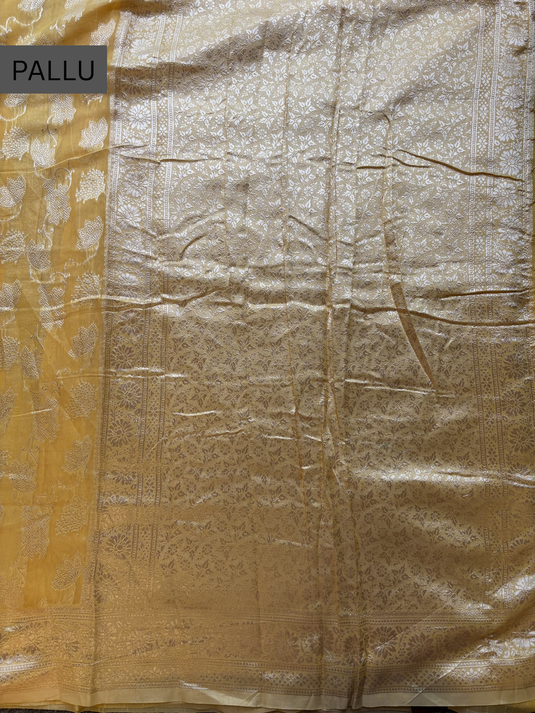 Yellow Chanderi Zari Weaving Saree